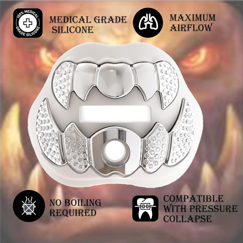 LeCool Football Mouth Guard with Connected Strap- 3D Beast Chrome Adult and Youth Mouth Guard-Mouth Piece for Sports for Maximum Air Flow and Teeth Protection - Image 3